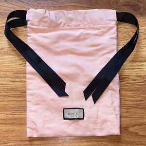 Gucci Blush Pink Pouch with Black Ties